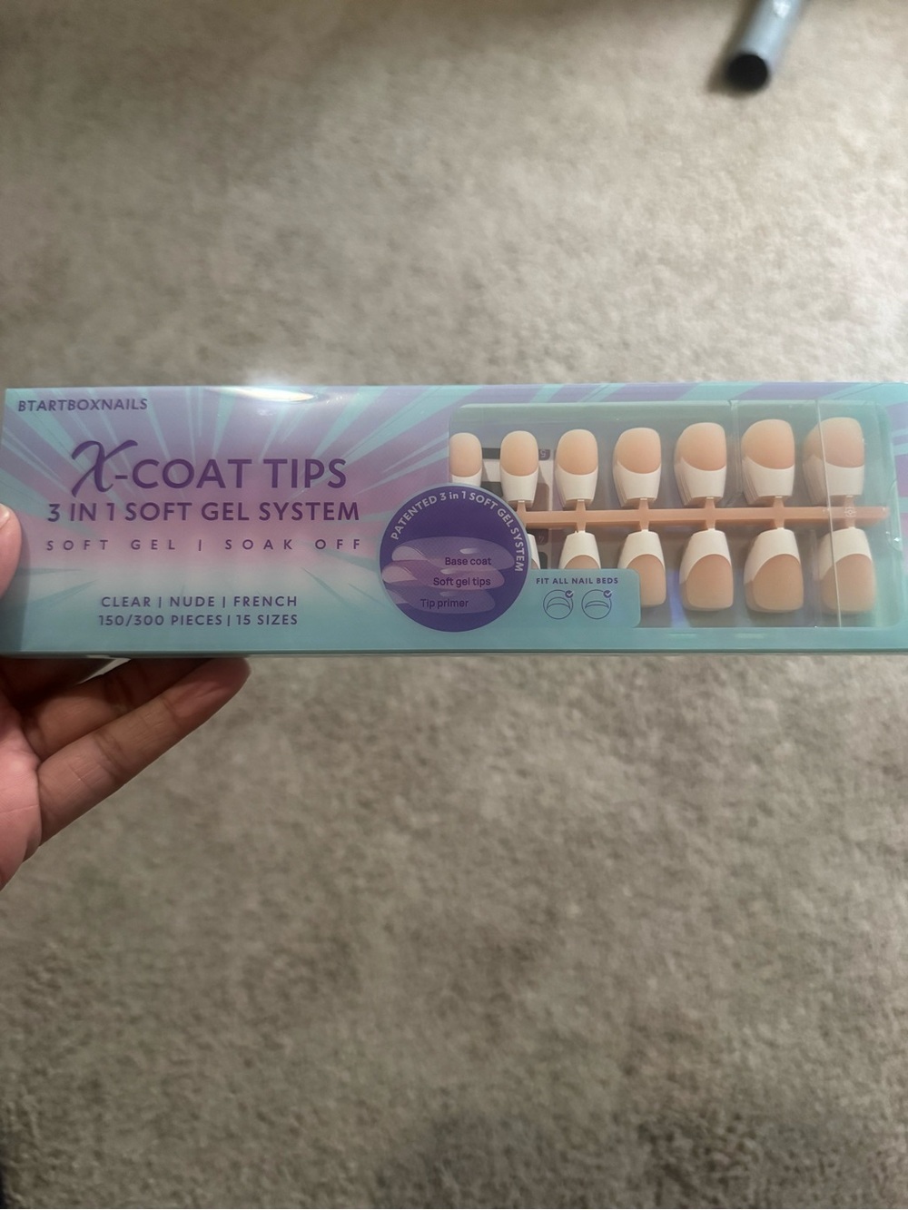 BTARTBOXNAILS X-Coat Tips 3-in-1 Soft Gel French Nude Nail Tips